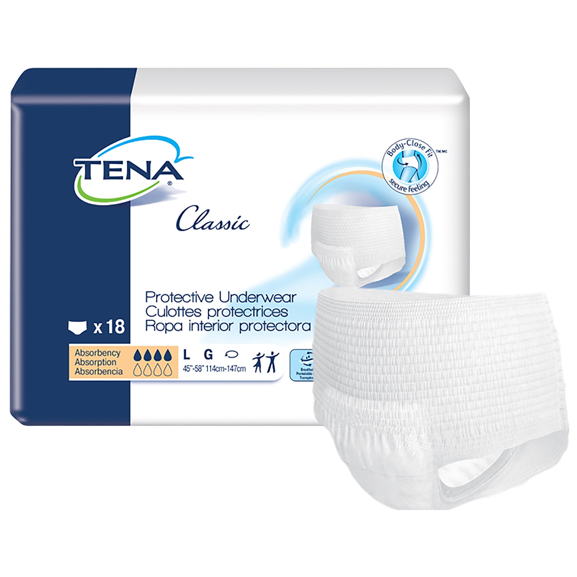 Underwear Unisex Adult Absorbent Underwear TENA® Classic Pull On with Tear Away Seams Large Disposable Moderate Absorbency (18/PK 4PK/CS 56CS/PLT) by Essity Professional Hygiene North America, LLC  ID 72514